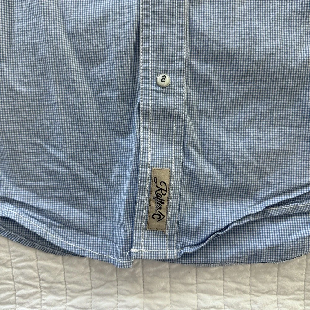Rafter C Cowboy Collection Pro Flex 45 Mens SMALL White Blue Check Pearl Snap - Picture 5 of 9
